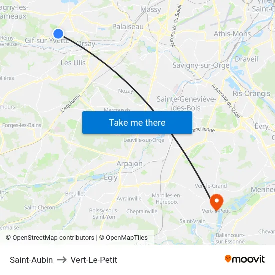 Saint-Aubin to Vert-Le-Petit map