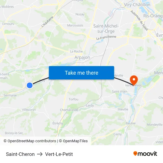 Saint-Cheron to Vert-Le-Petit map