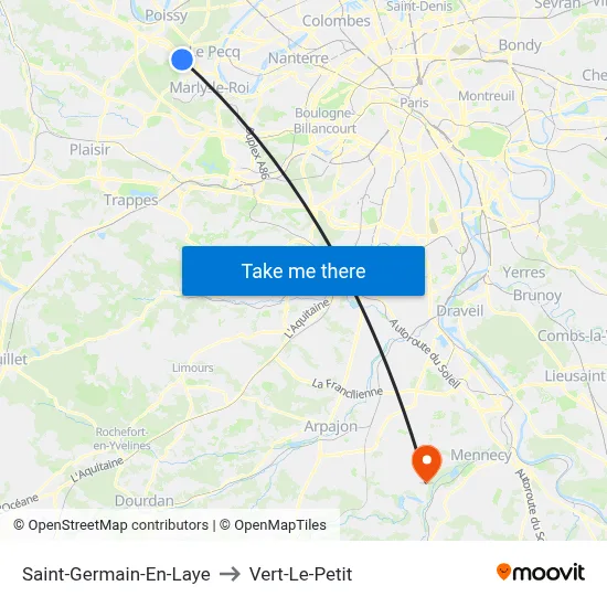 Saint-Germain-En-Laye to Vert-Le-Petit map