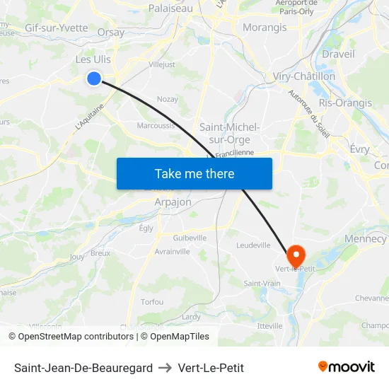 Saint-Jean-De-Beauregard to Vert-Le-Petit map