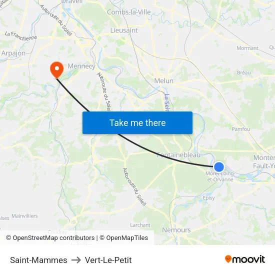 Saint-Mammes to Vert-Le-Petit map