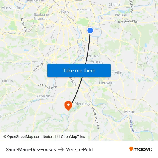 Saint-Maur-Des-Fosses to Vert-Le-Petit map