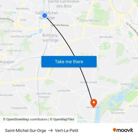 Saint-Michel-Sur-Orge to Vert-Le-Petit map