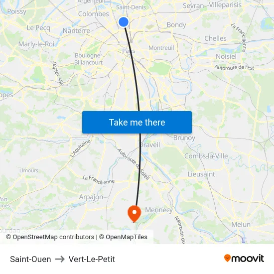 Saint-Ouen to Vert-Le-Petit map