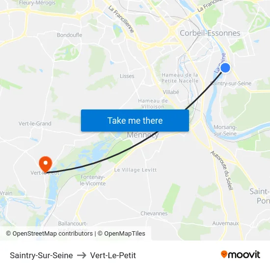 Saintry-Sur-Seine to Vert-Le-Petit map