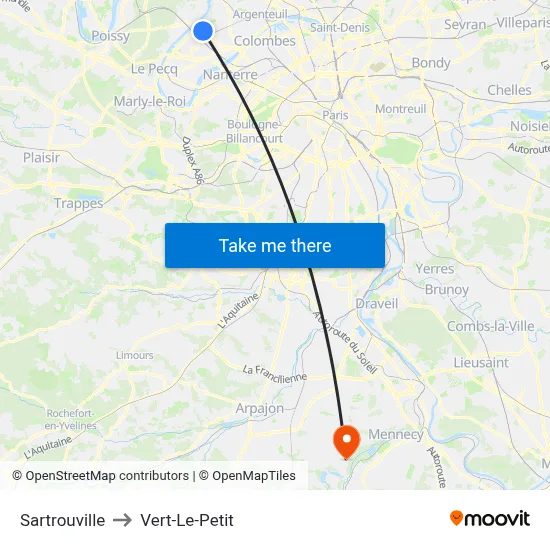 Sartrouville to Vert-Le-Petit map