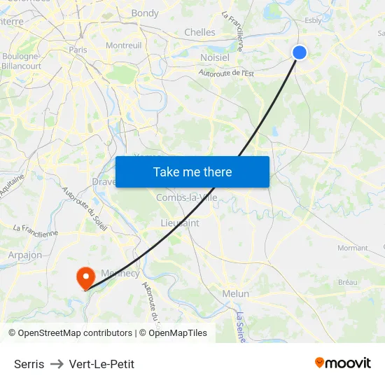 Serris to Vert-Le-Petit map