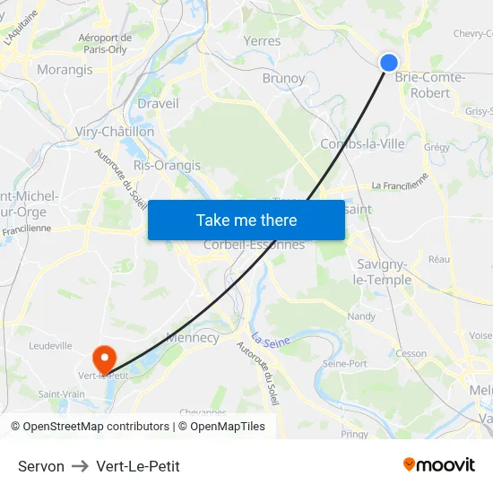 Servon to Vert-Le-Petit map