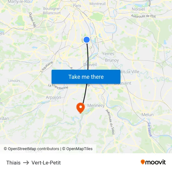 Thiais to Vert-Le-Petit map