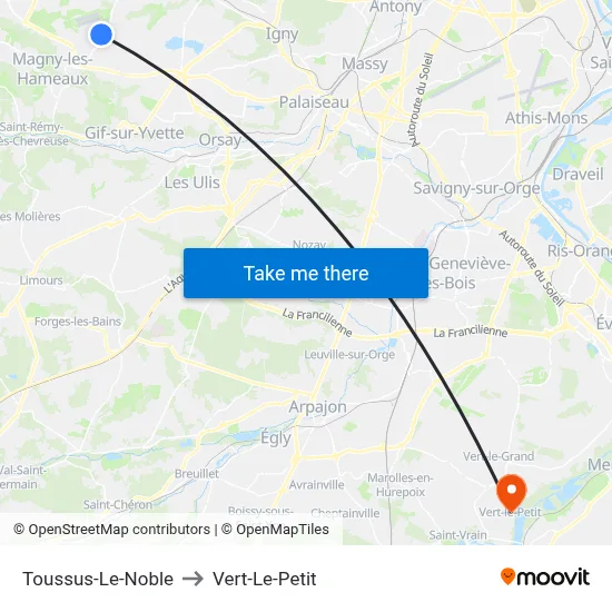 Toussus-Le-Noble to Vert-Le-Petit map