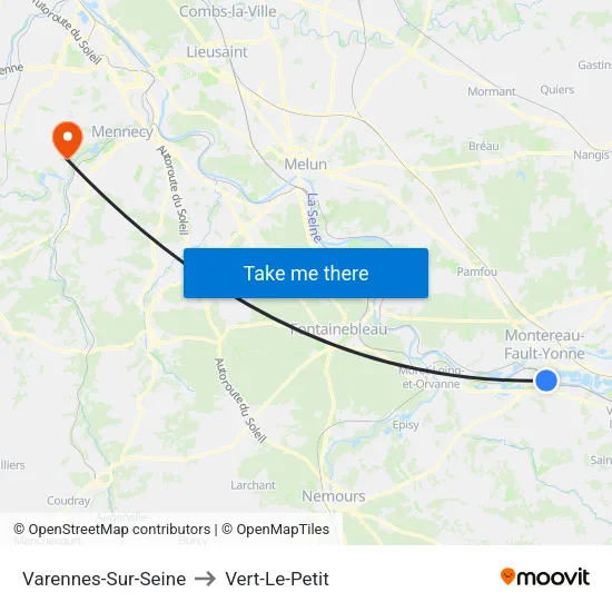 Varennes-Sur-Seine to Vert-Le-Petit map
