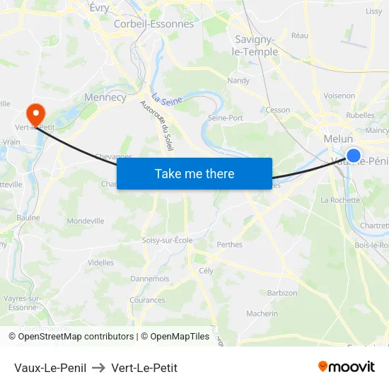 Vaux-Le-Penil to Vert-Le-Petit map