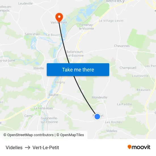 Videlles to Vert-Le-Petit map