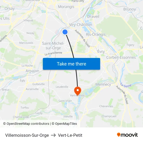 Villemoisson-Sur-Orge to Vert-Le-Petit map
