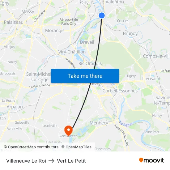 Villeneuve-Le-Roi to Vert-Le-Petit map