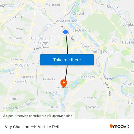 Viry-Chatillon to Vert-Le-Petit map