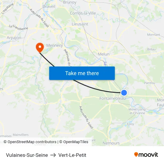 Vulaines-Sur-Seine to Vert-Le-Petit map