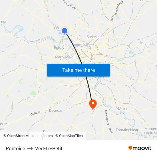 Pontoise to Vert-Le-Petit map