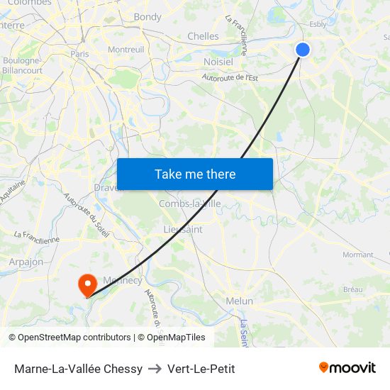 Marne-La-Vallée Chessy to Vert-Le-Petit map