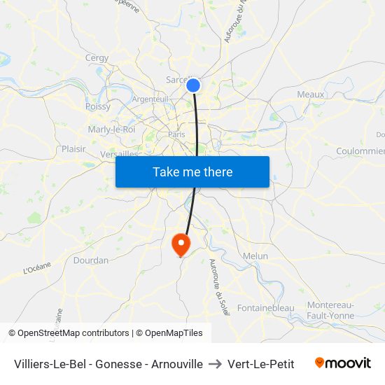 Villiers-Le-Bel - Gonesse - Arnouville to Vert-Le-Petit map