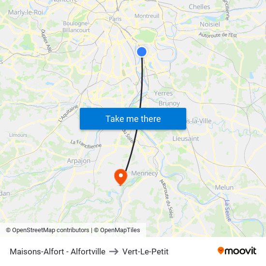 Maisons-Alfort - Alfortville to Vert-Le-Petit map