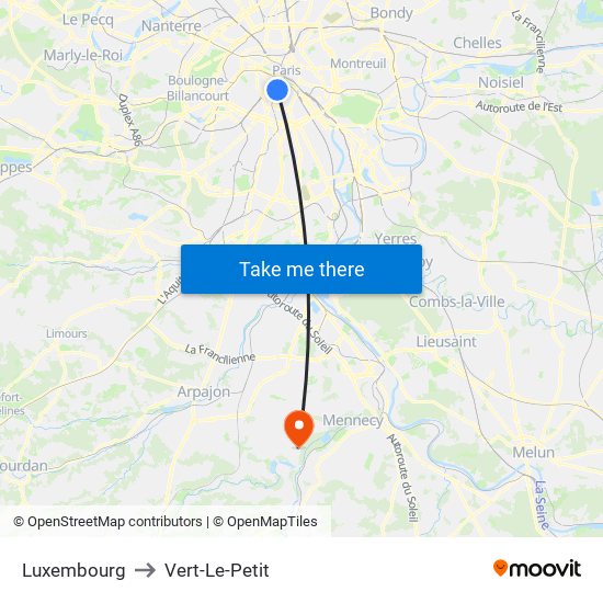 Luxembourg to Vert-Le-Petit map