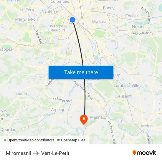 Miromesnil to Vert-Le-Petit map