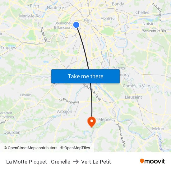 La Motte-Picquet - Grenelle to Vert-Le-Petit map