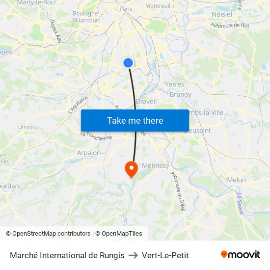 Marché International de Rungis to Vert-Le-Petit map