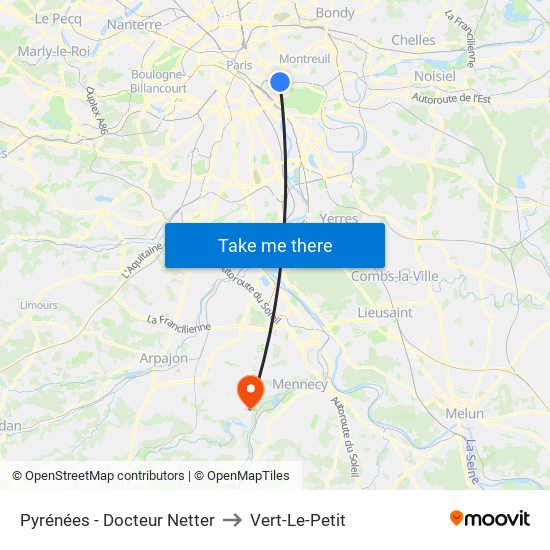 Pyrénées - Docteur Netter to Vert-Le-Petit map