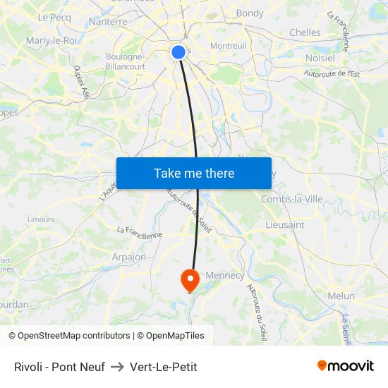 Rivoli - Pont Neuf to Vert-Le-Petit map