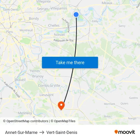 Annet-Sur-Marne to Vert-Saint-Denis map