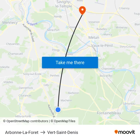 Arbonne-La-Foret to Vert-Saint-Denis map