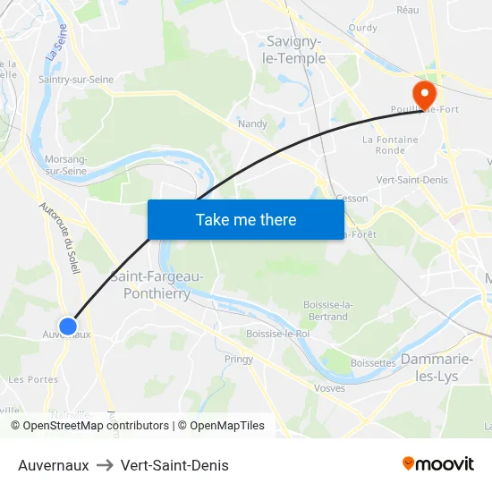 Auvernaux to Vert-Saint-Denis map