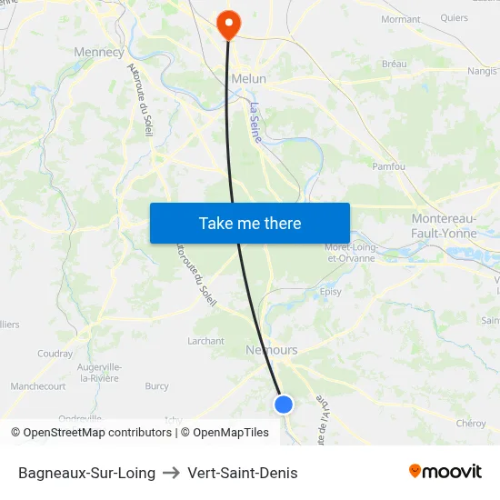 Bagneaux-Sur-Loing to Vert-Saint-Denis map