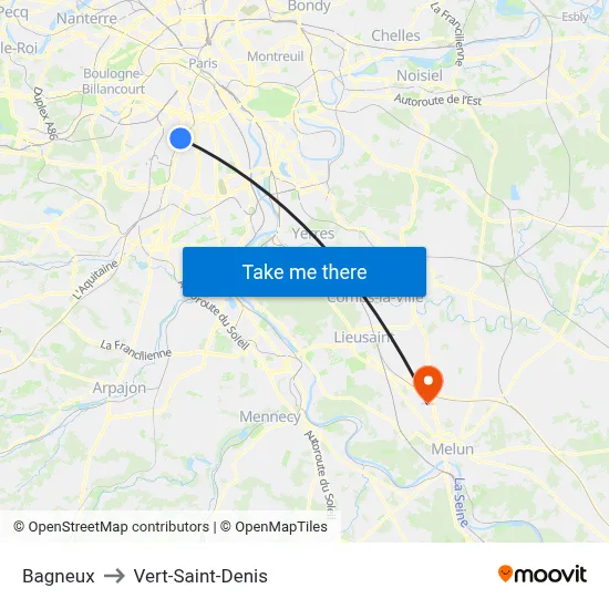 Bagneux to Vert-Saint-Denis map