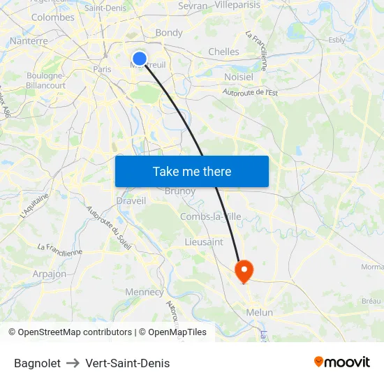 Bagnolet to Vert-Saint-Denis map