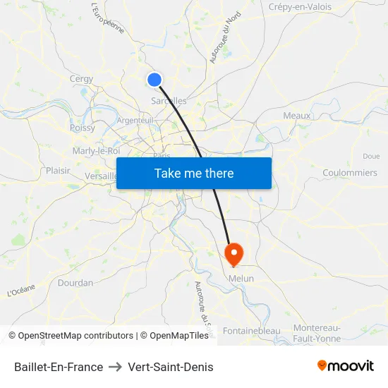 Baillet-En-France to Vert-Saint-Denis map