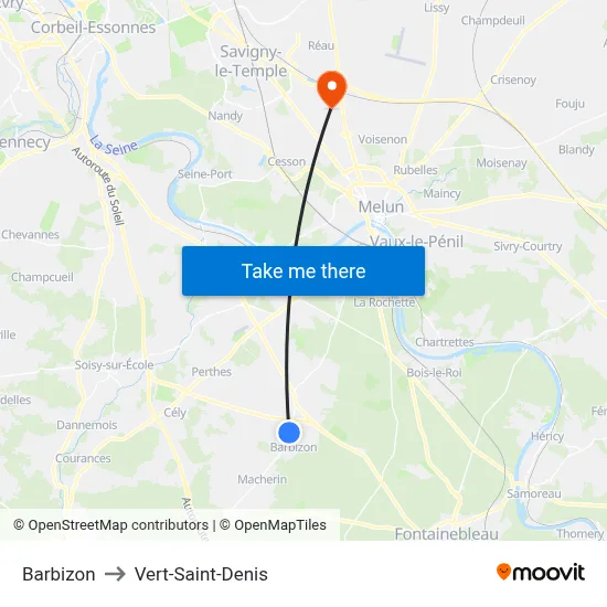 Barbizon to Vert-Saint-Denis map