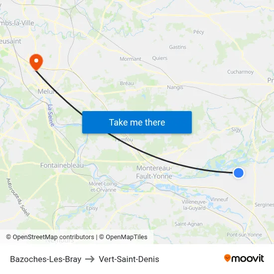 Bazoches-Les-Bray to Vert-Saint-Denis map