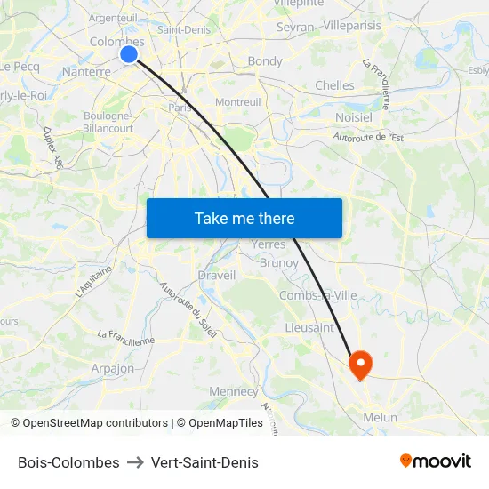 Bois-Colombes to Vert-Saint-Denis map
