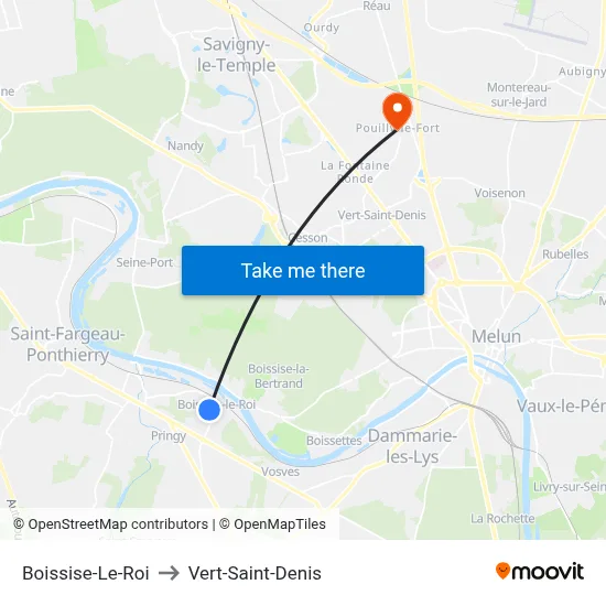 Boissise-Le-Roi to Vert-Saint-Denis map