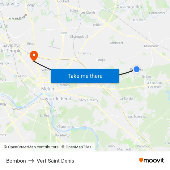 Bombon to Vert-Saint-Denis map