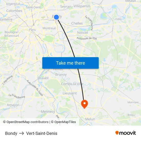 Bondy to Vert-Saint-Denis map