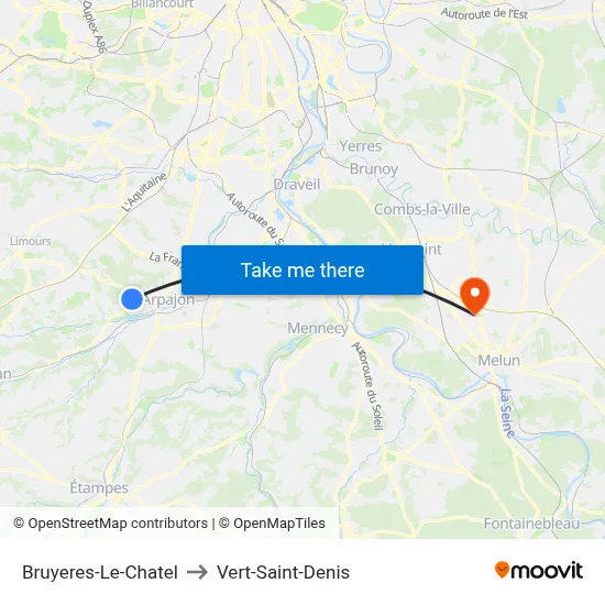 Bruyeres-Le-Chatel to Vert-Saint-Denis map
