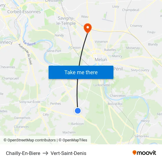 Chailly-En-Biere to Vert-Saint-Denis map