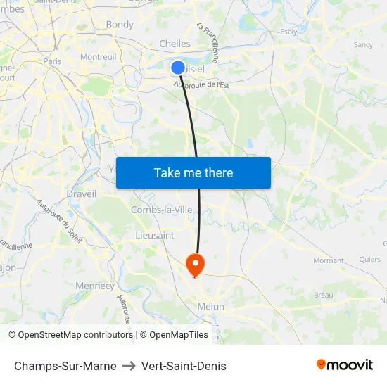 Champs-Sur-Marne to Vert-Saint-Denis map