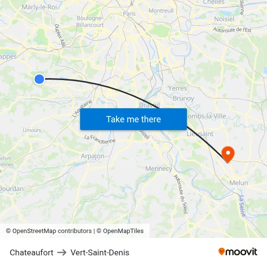 Chateaufort to Vert-Saint-Denis map