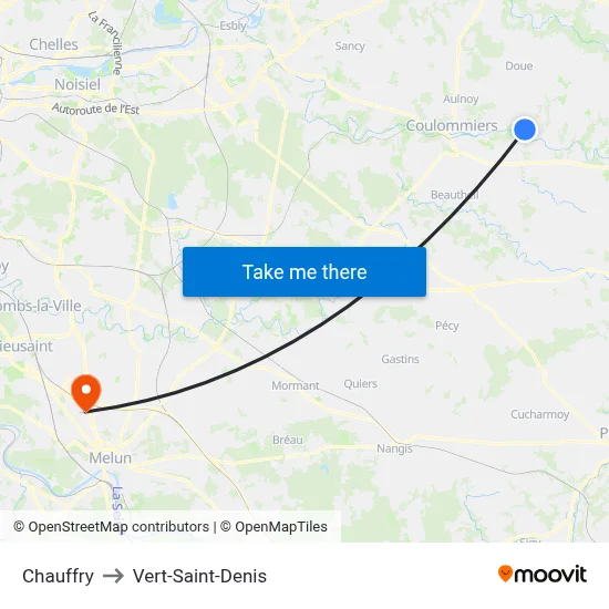 Chauffry to Vert-Saint-Denis map