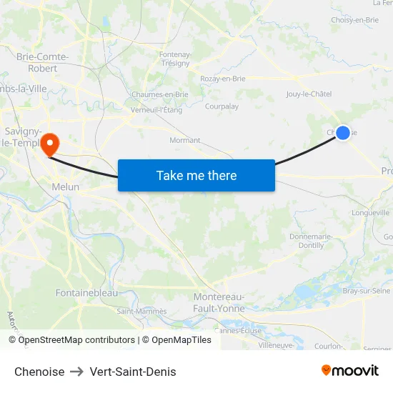 Chenoise to Vert-Saint-Denis map